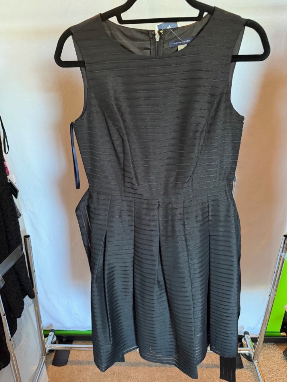 NWT Tommy Hilfiger Black Textured Sleeveless Fit & Flare Dress Size 4